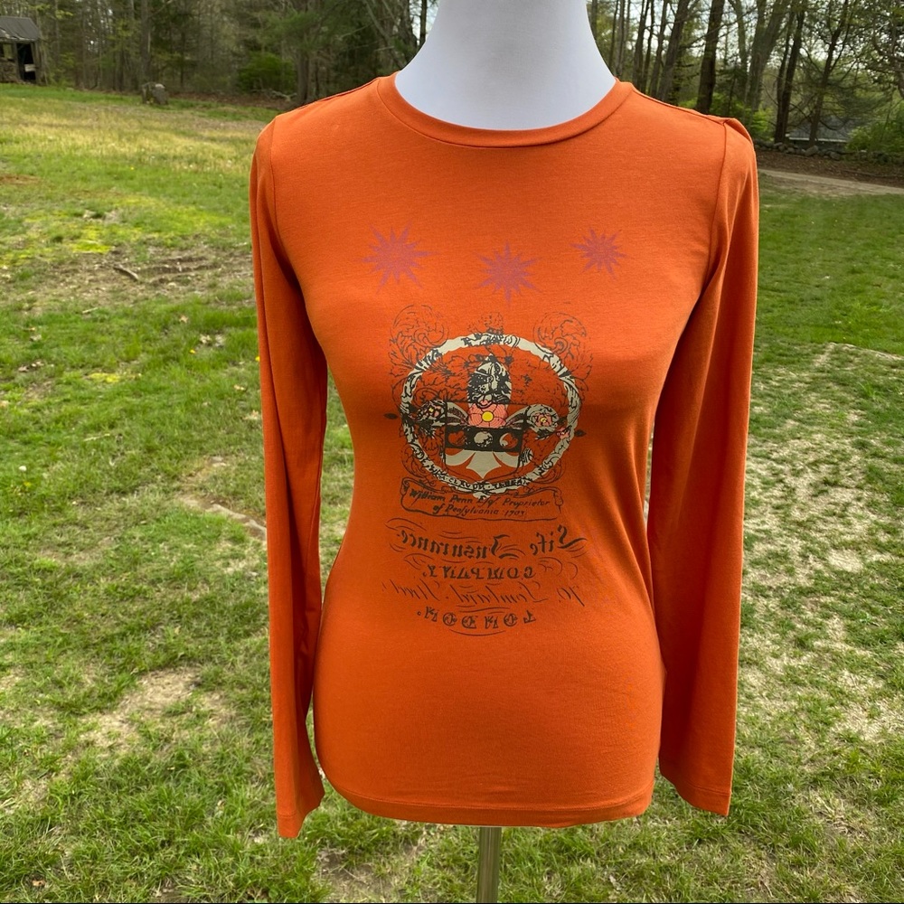 CAbi NEW TOP TEE LONG SLEEVE ORANGE PAPRIKA NWT SIZE S